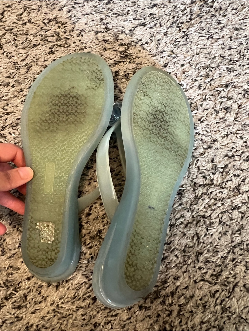 Coach Women's Light Blue Jelly Flip Flops with Decorative Bubbles - Picture 4 of 5